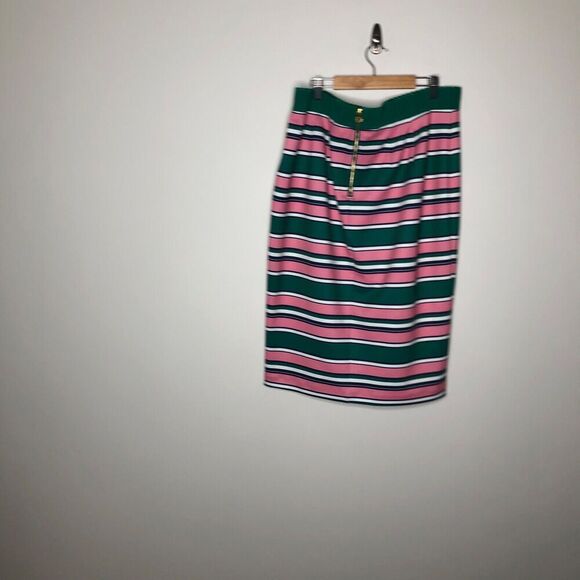 Draper James Eloquii Striped Pencil Skirt Womens Size 16 Career Pink Green - Picture 2 of 9